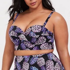 Torrid Swimsuit Top Black Pineapple Bikini 5F